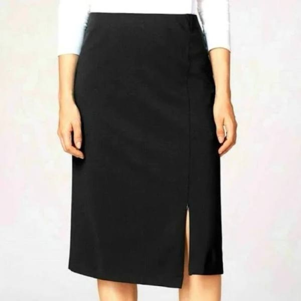 J. Jill Black Asymmetrical Midi Skirt with Side Vent